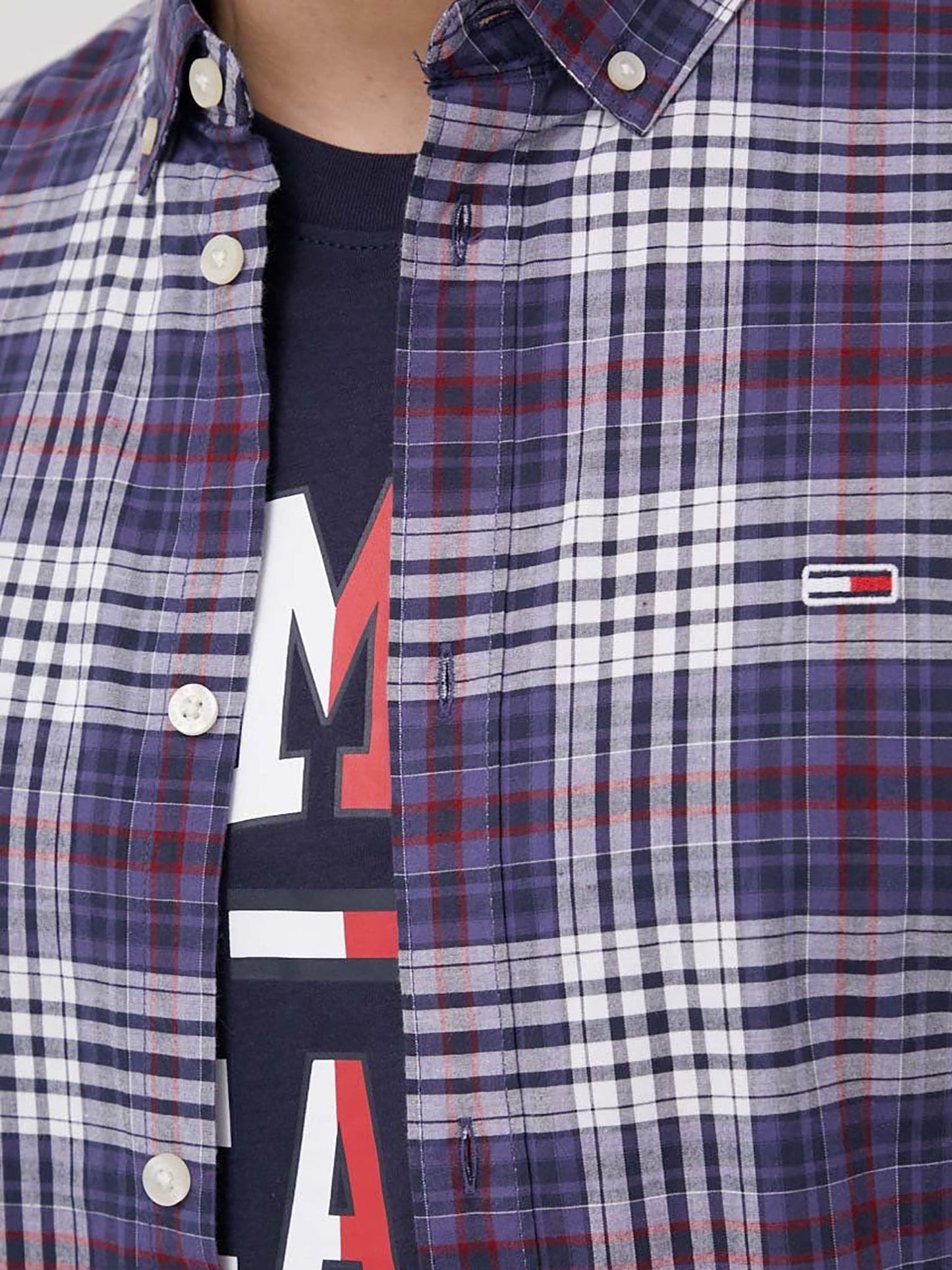 Ανδρικό πουκάμισο TJM ESSENTIAL POPLIN CHECK SHIRT DM0DM12339C8I | DM0DM12339C8I
