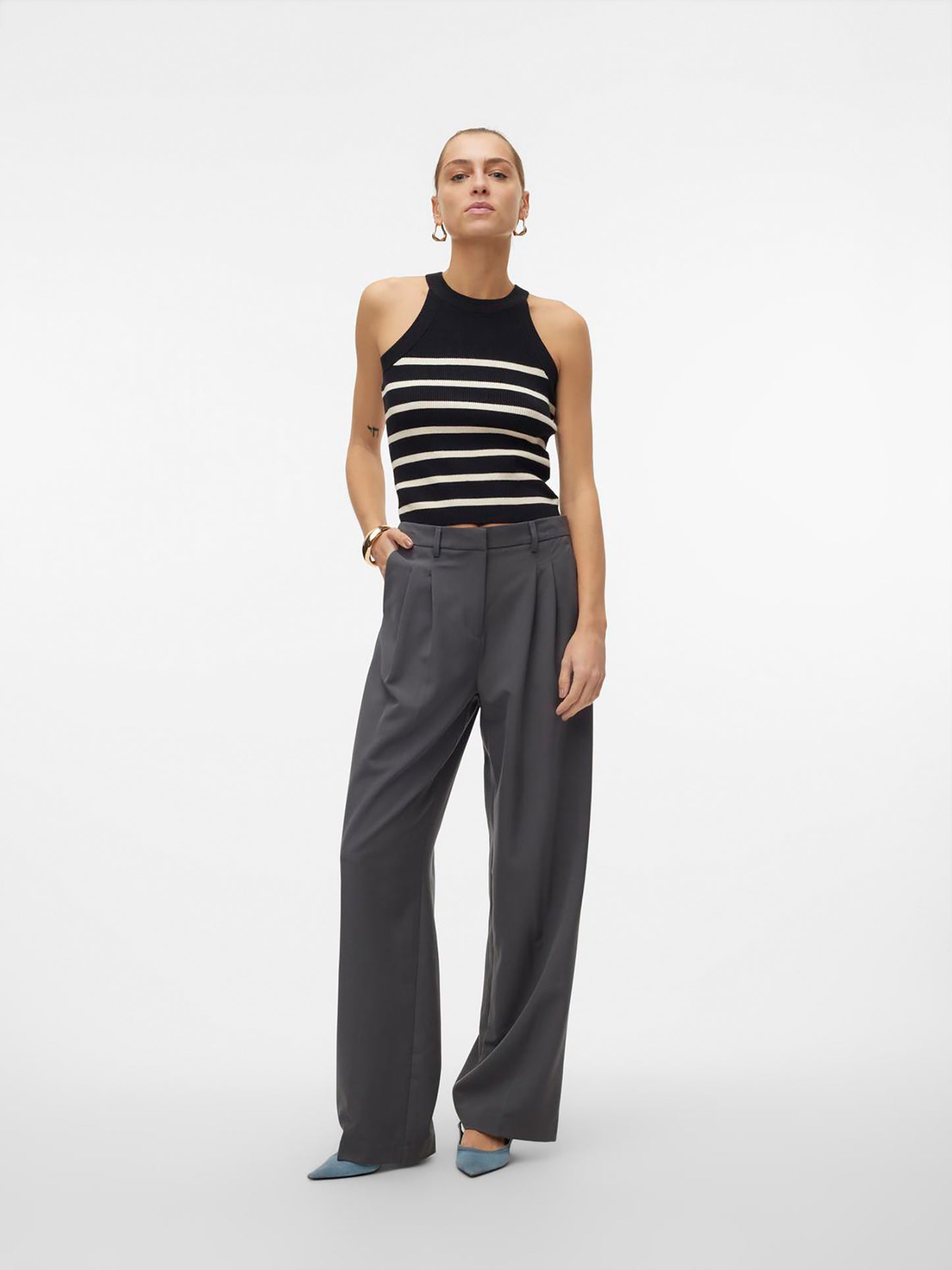 Γυναικείο top πλεκτό VMSABA RIB SL O-NECK TOP GA NOOS 10306826 | 10306826