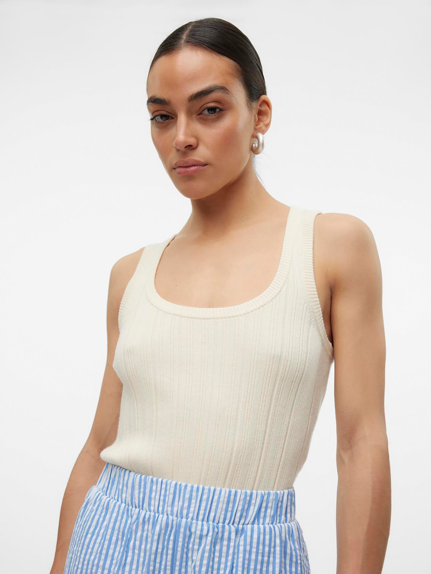 Γυναικείο top πλεκτό VMSTEPHANIE RIB SL U-NECK TOP 10307205 | 10307205