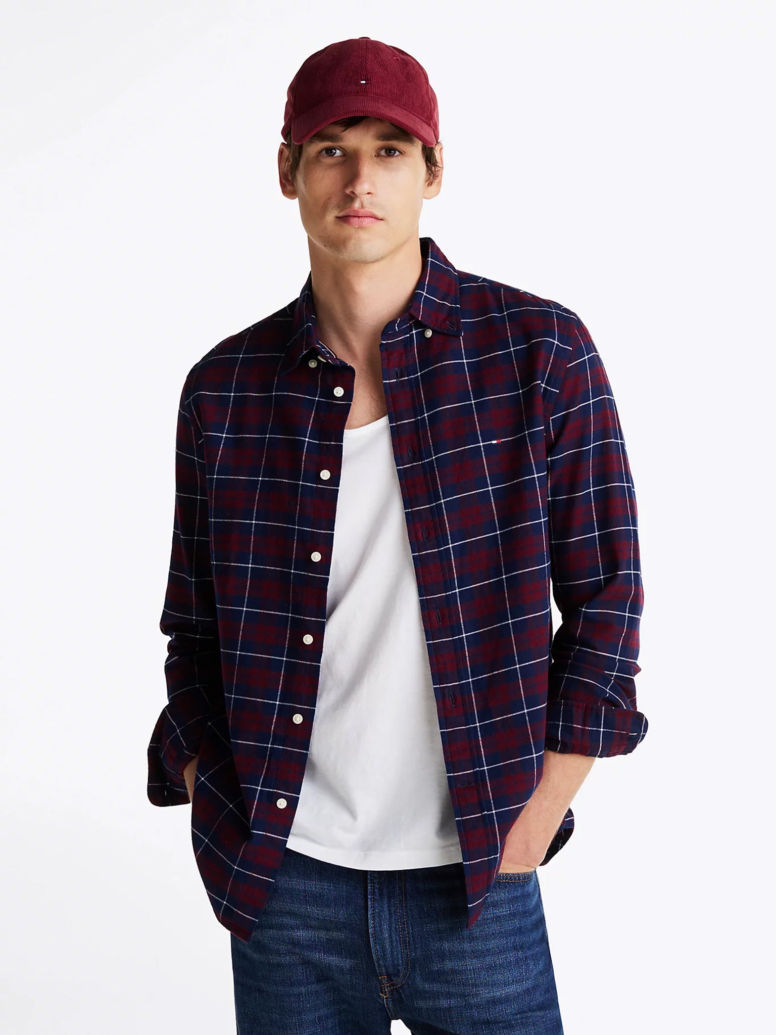 Ανδρικό πουκάμισο καρό BRUSHED EASY CHECK RF SHIRT MW0MW372070QJ | MW0MW372070QJ