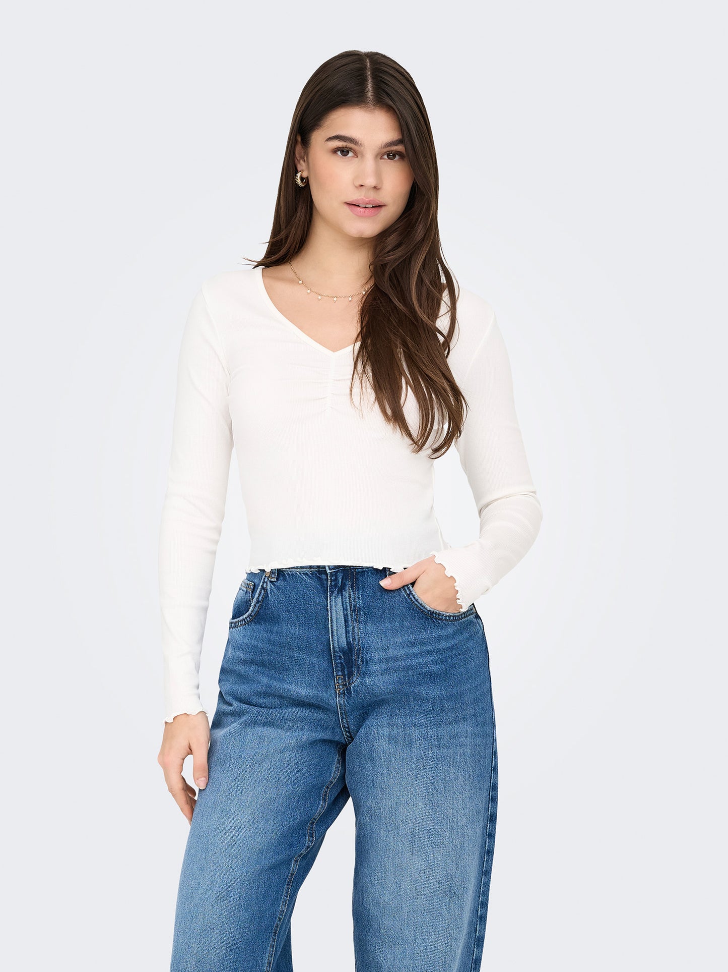 Γυναικεία μπλούζα ριπ ONLBETTY L/S V-NECK TOP CC JRS 15342012 | 15342012