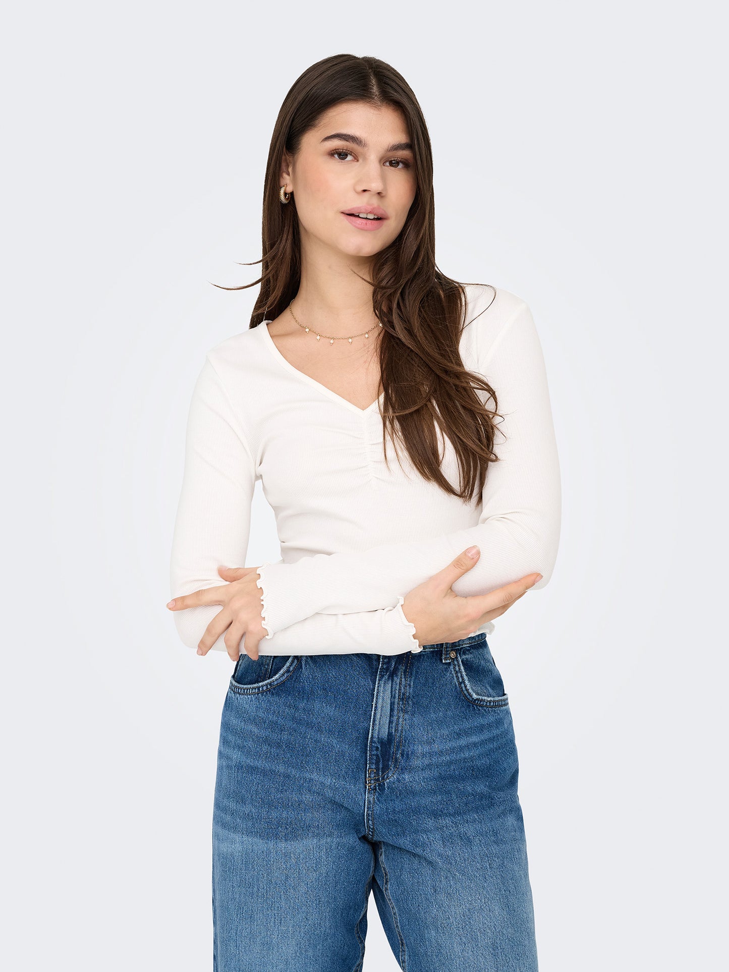 Γυναικεία μπλούζα ριπ ONLBETTY L/S V-NECK TOP CC JRS 15342012 | 15342012