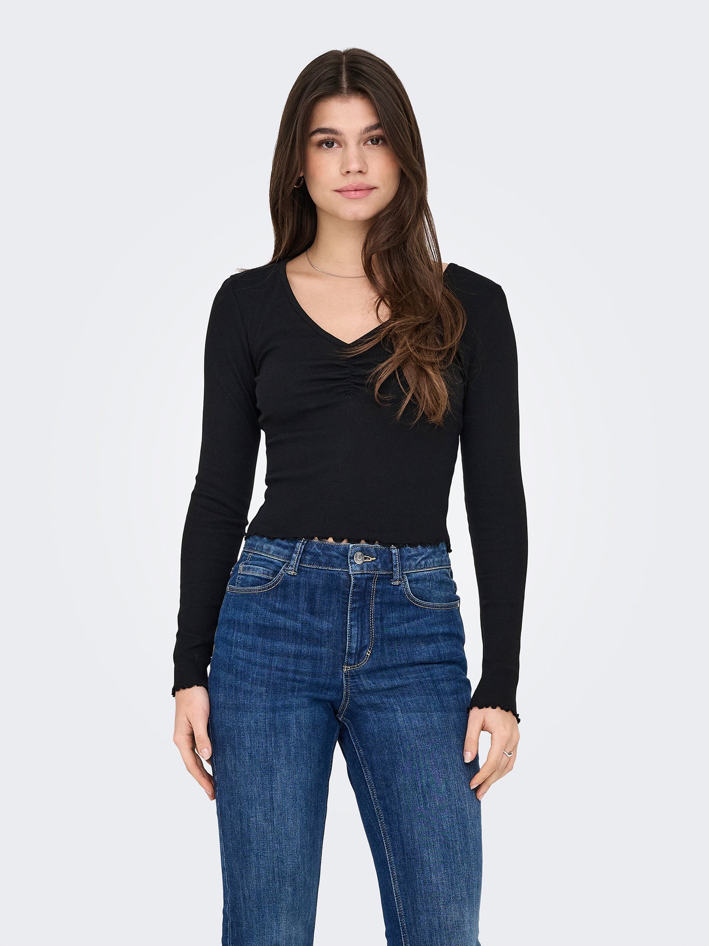 Γυναικεία μπλούζα ριπ ONLBETTY L/S V-NECK TOP CC JRS 15342012 | 15342012