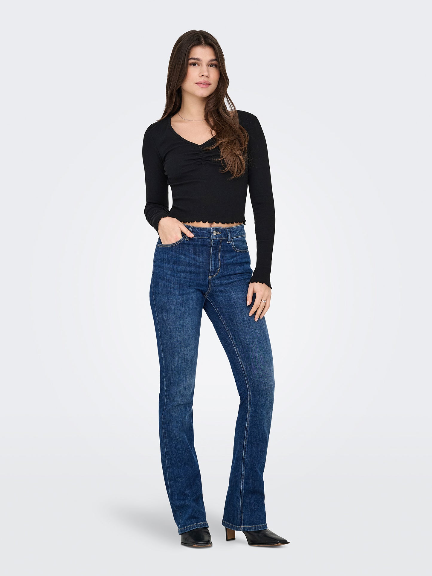 Γυναικεία μπλούζα ριπ ONLBETTY L/S V-NECK TOP CC JRS 15342012 | 15342012
