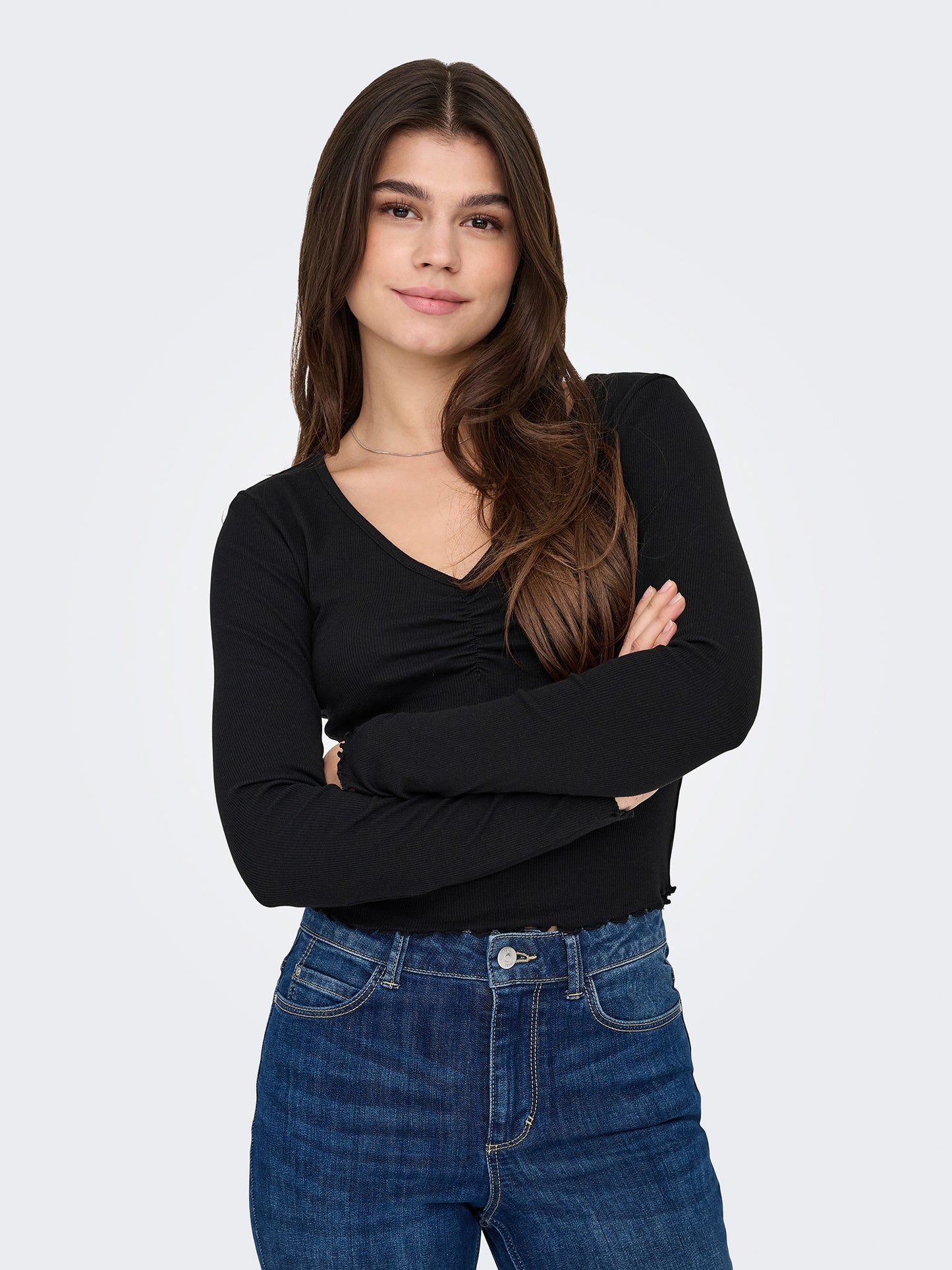 Γυναικεία μπλούζα ριπ ONLBETTY L/S V-NECK TOP CC JRS 15342012 | 15342012