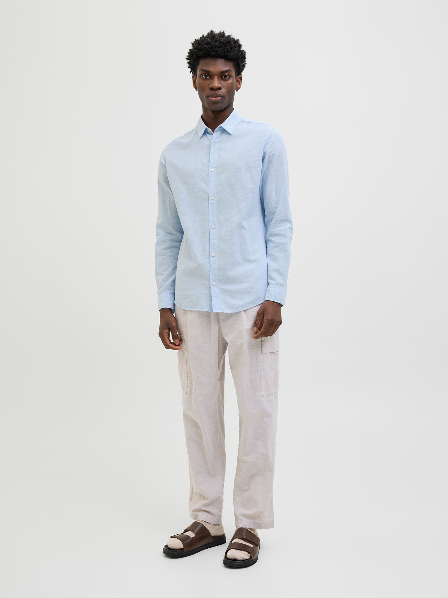 Ανδρικό πουκάμισο JJEBREEZE LINEN BLEND SHIRT LS SN 12268964 | 12268964