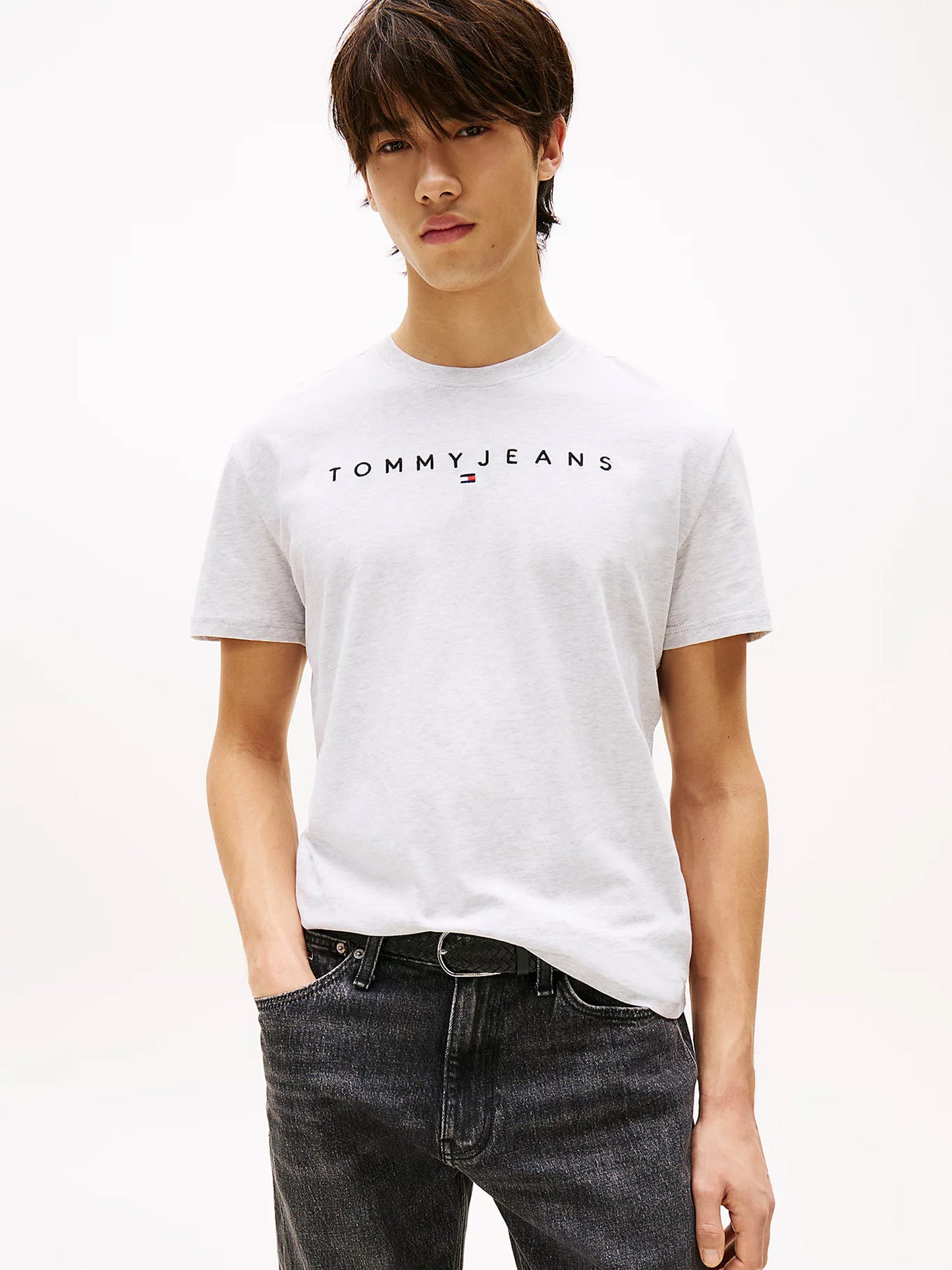 Ανδρικό t-shirt μελανζέ TJM REG LINEAR LOGO TEE DM0DM20744PJ4 | DM0DM20744PJ4