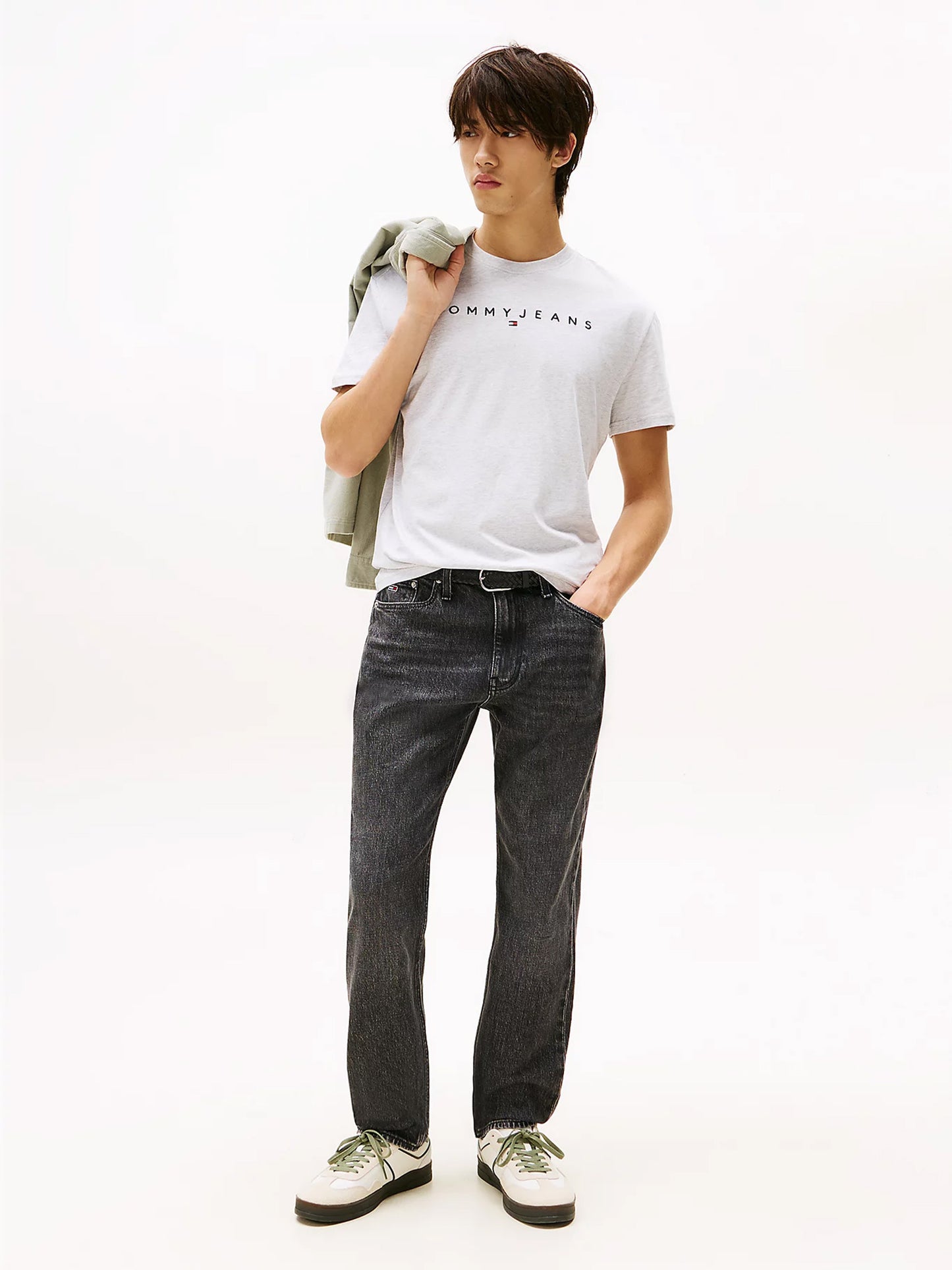 Ανδρικό t-shirt μελανζέ TJM REG LINEAR LOGO TEE DM0DM20744PJ4 | DM0DM20744PJ4