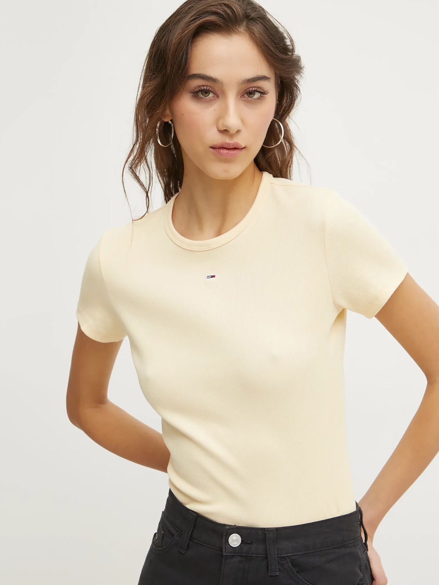 Γυναικείο t-shirt ριπ TJW SLIM ESSENTIAL RIB SS EXT DW0DW17383ZGA | DW0DW17383ZGA