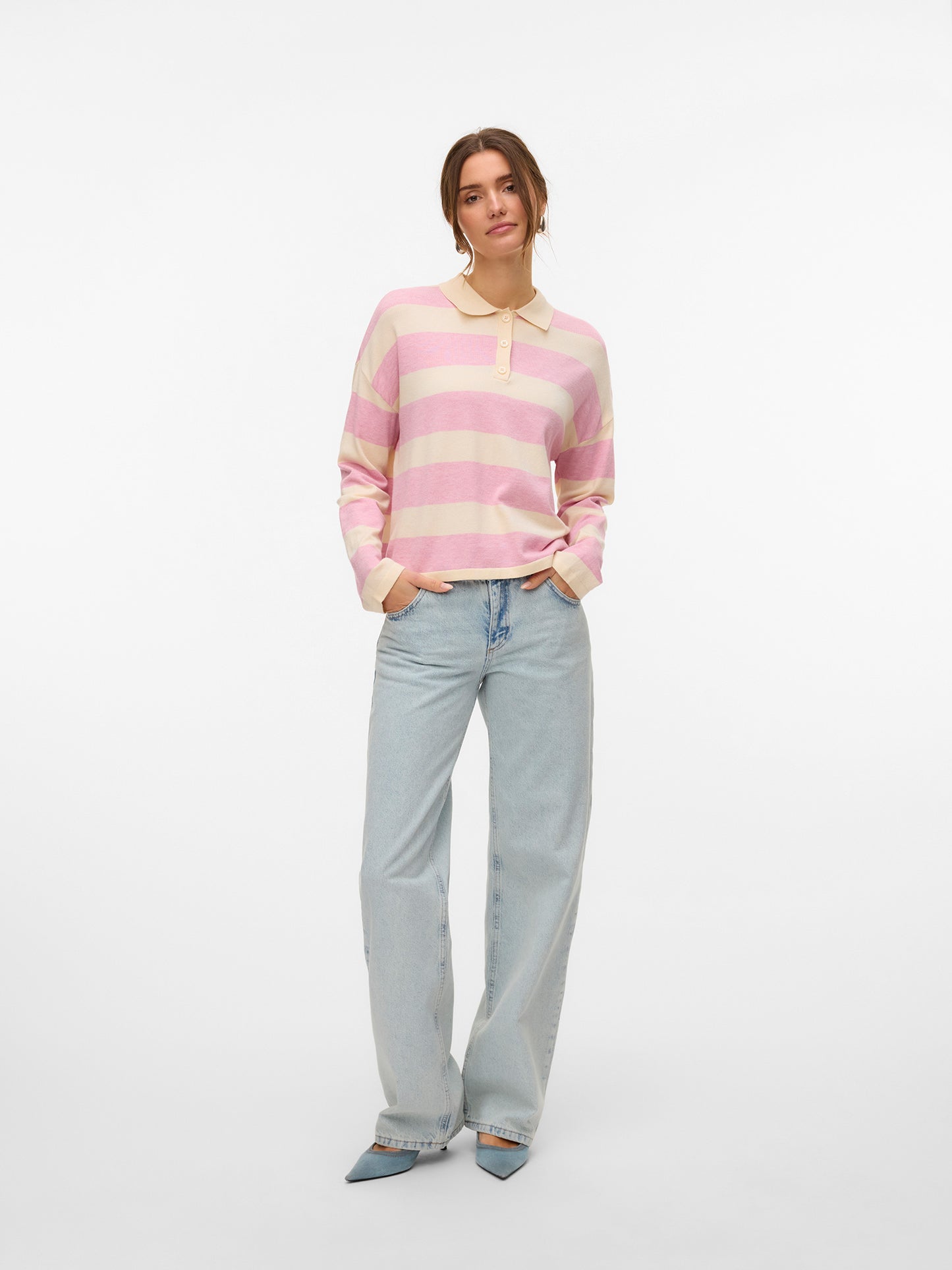 Γυναικεία μπλούζα ψιλή πλέξη VMARI LS POLO PULLOVER EXP 10337884 | 10337884