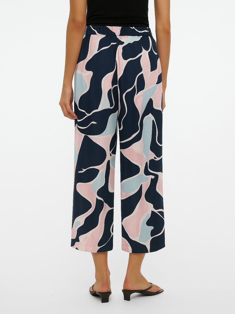 Γυναικεία ζιπ-κιλότ ONLNOVA LIFE VIS CROP PALAZZO PANT AOP 15222225 | 15222225
