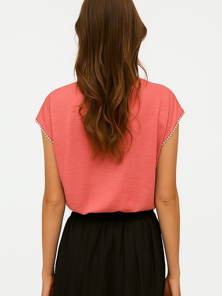 Γυναικεία μπλούζα VMVIPS SS AVA V-NECK TOP JRS 10327099 | 10327099