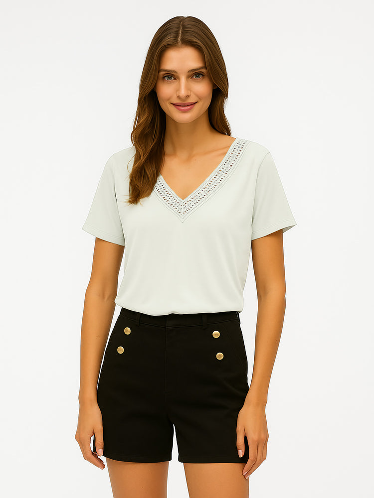 Γυναικεία μπλούζα VMSAVANNAH LACE 2-WAY SS TOP JRS 10329687 | 10329687