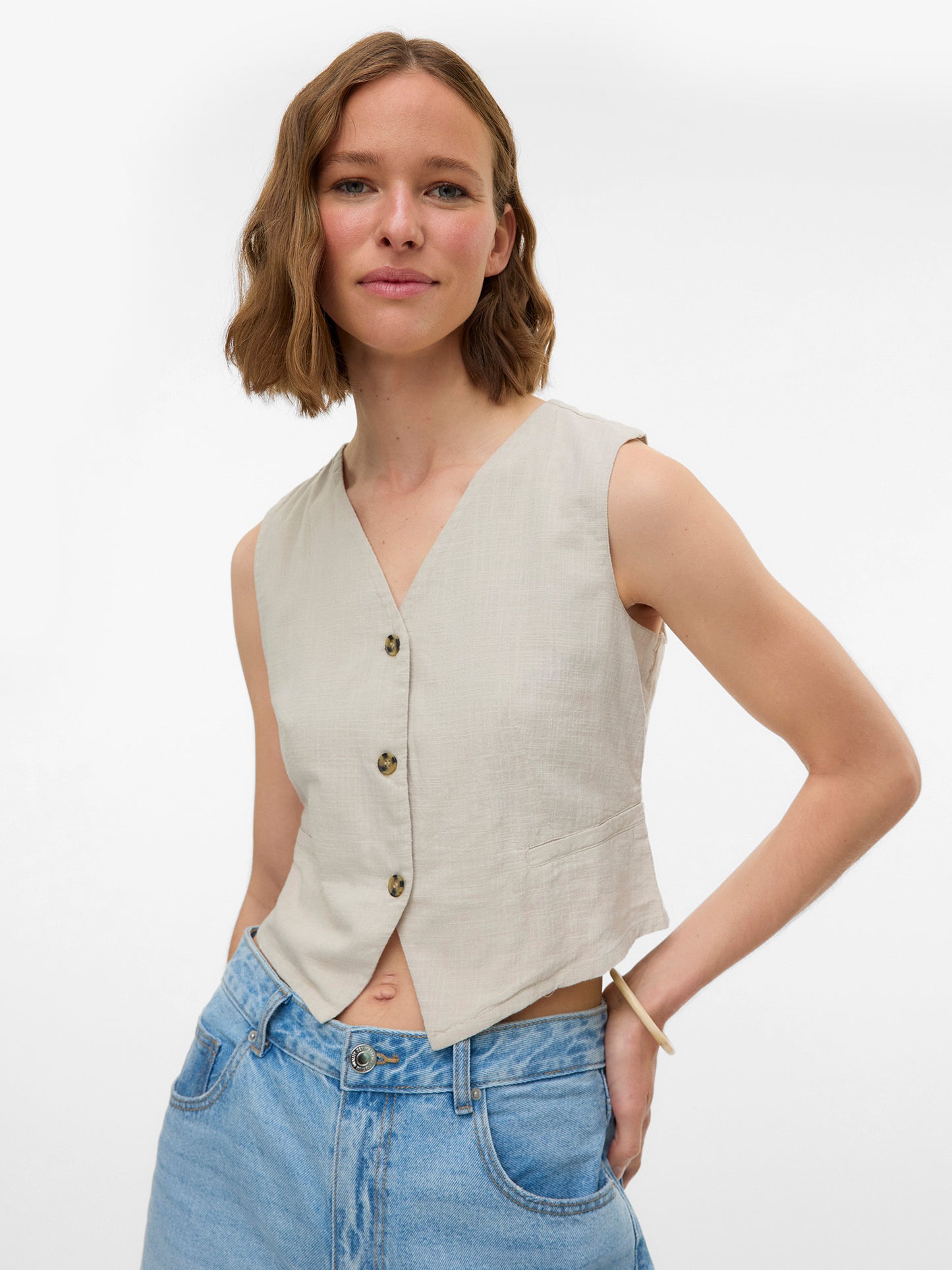 Γυναικείο γιλέκο λινό VMCAIA SL VEST WVN NOOS 10333795 | 10333795