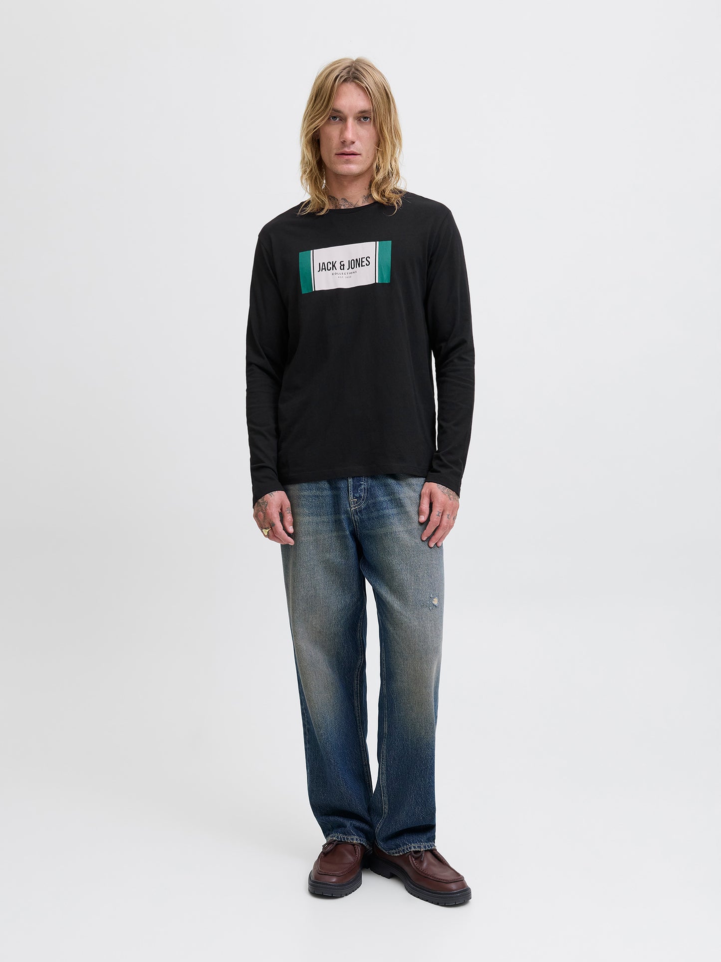 Ανδρική μπλούζα JJHAYATO TEE LS CREW NECK 12282290 | 12282290