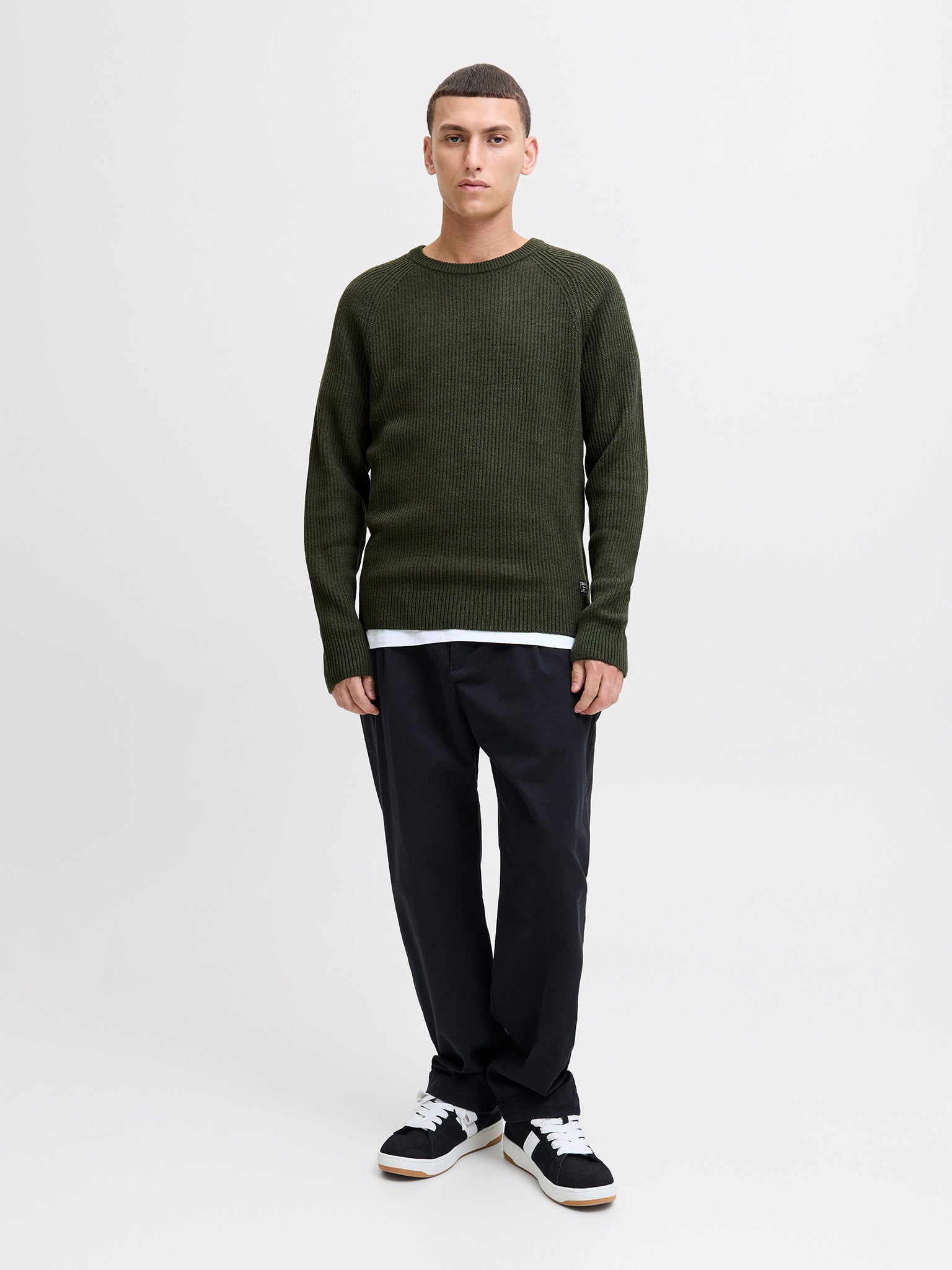 Ανδρική μπλούζα πλεκτή JJPANNEL KNIT CREW NECK AW25 12278916 | 12278916
