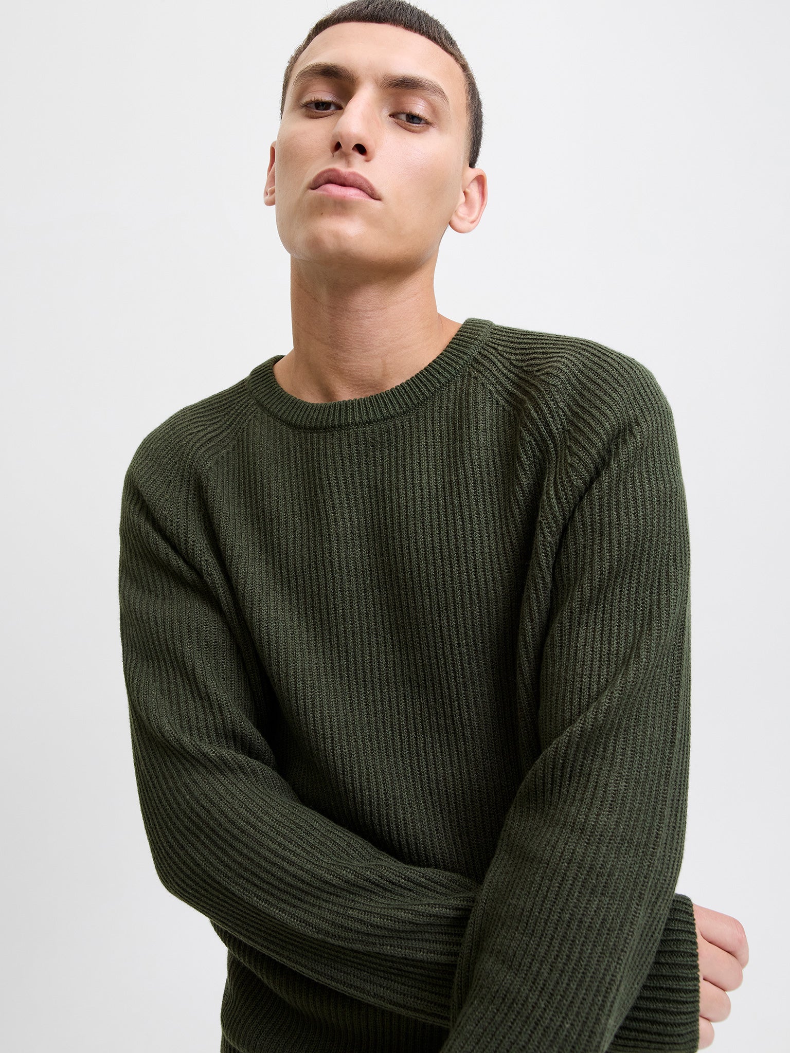 Ανδρική μπλούζα πλεκτή JJPANNEL KNIT CREW NECK AW25 12278916 | 12278916