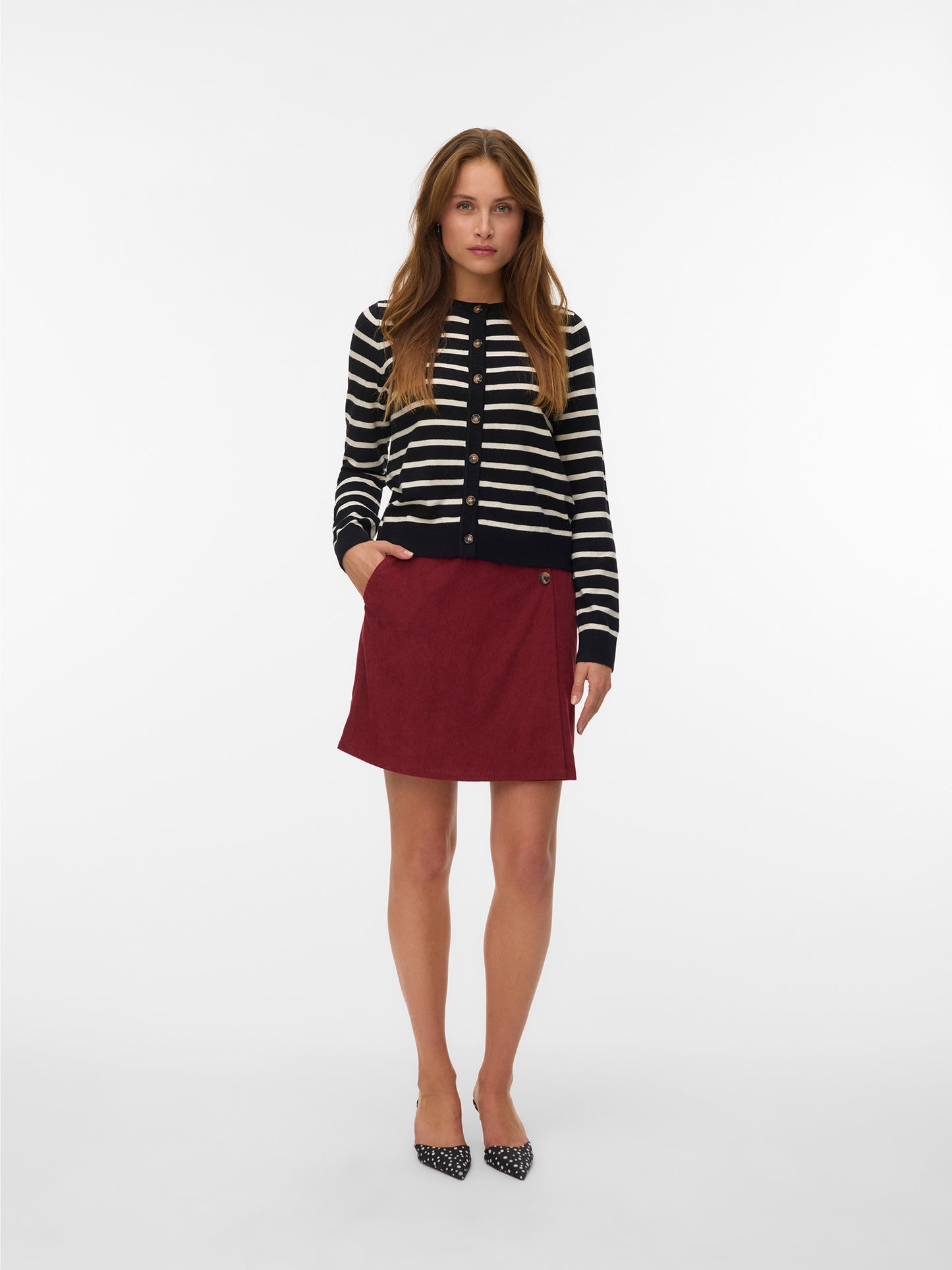 Γυναικεία ζακέτα ριγέ VMSABA PLAIN LS O-NECK CARDIGAN NOOS 10331771 | 10331771