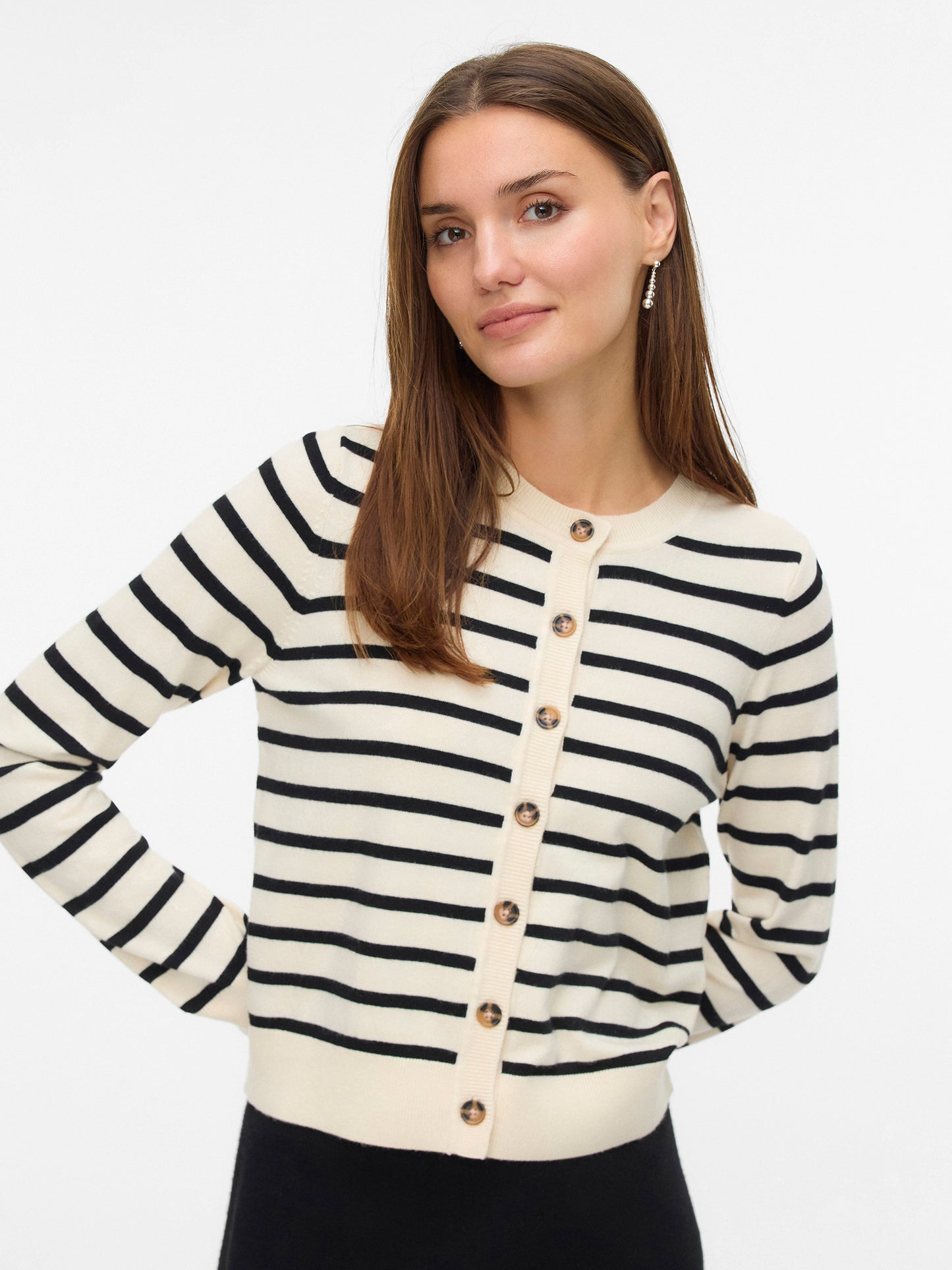 Γυναικεία ζακέτα ριγέ VMSABA PLAIN LS O-NECK CARDIGAN NOOS 10331771 | 10331771