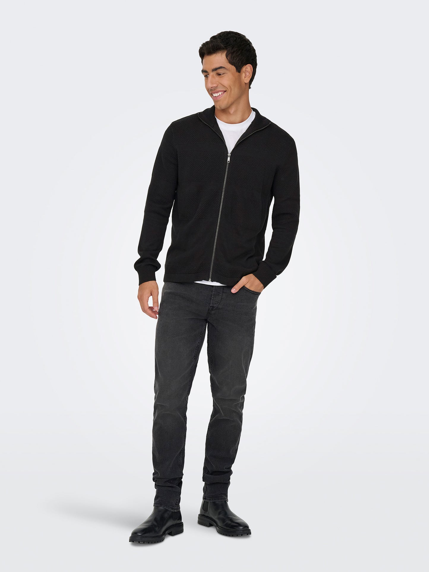 Ανδρική ζακέτα πλεκτή ONSMALIK REG 12 PIN ZIP CARD KNIT NOOS 22033304 | 22033304