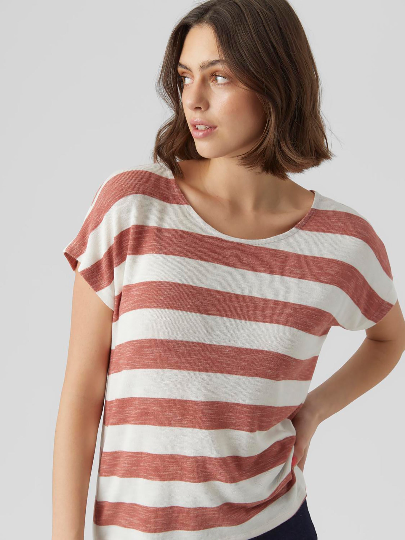 Γυναικεία μπλούζα ριγέ VMWIDE STRIPE S/L TOP GA NOOS 10284474 | 10284474