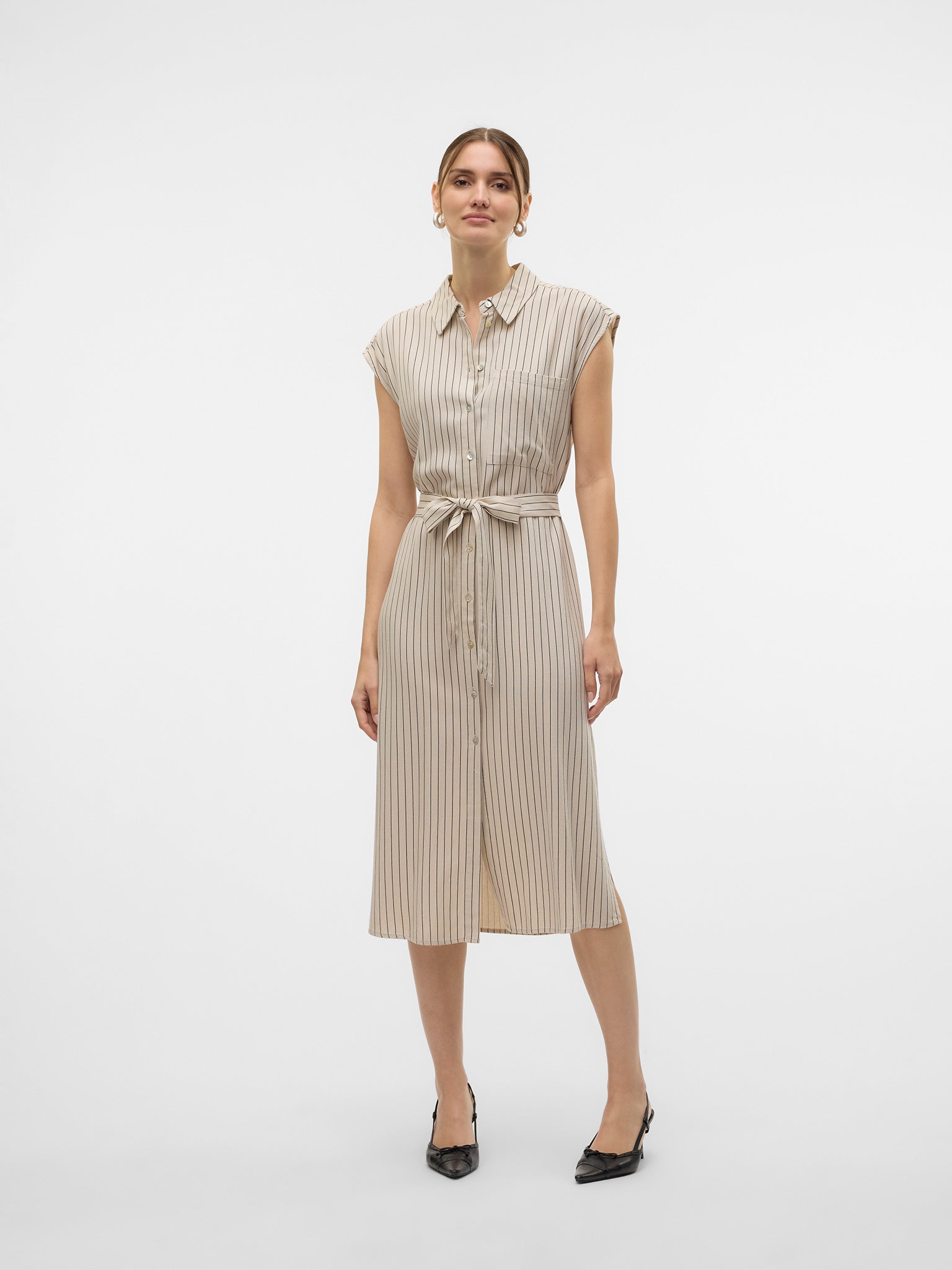 Γυναικείο φόρεμα ριγέ VMMYMILO SL CALF SHIRT DRESS WVN 10282532 | 10282532