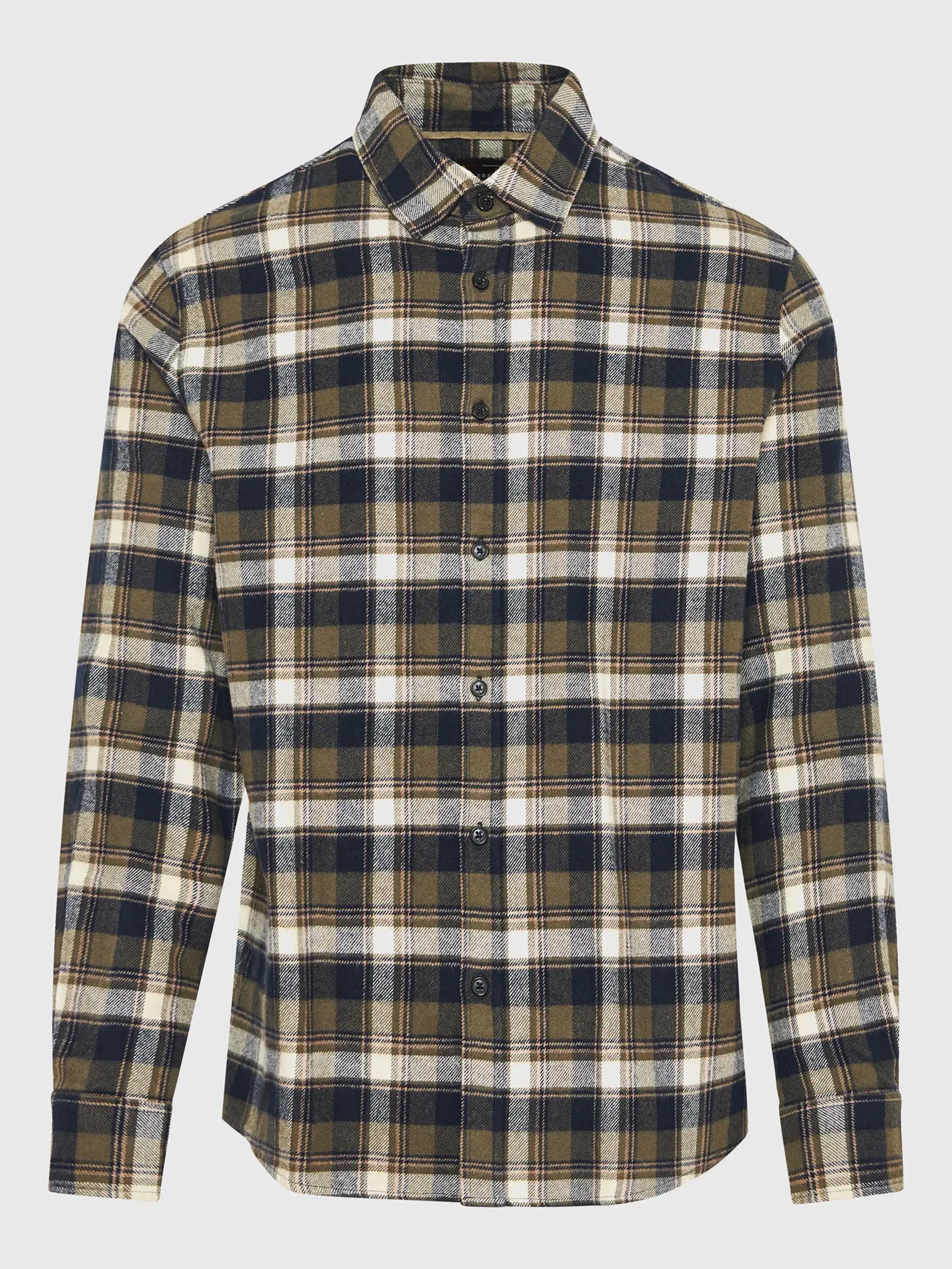 Ανδρικό πουκάμισο καρό FBM010-030-05 KHAKI | FBM010-030-05