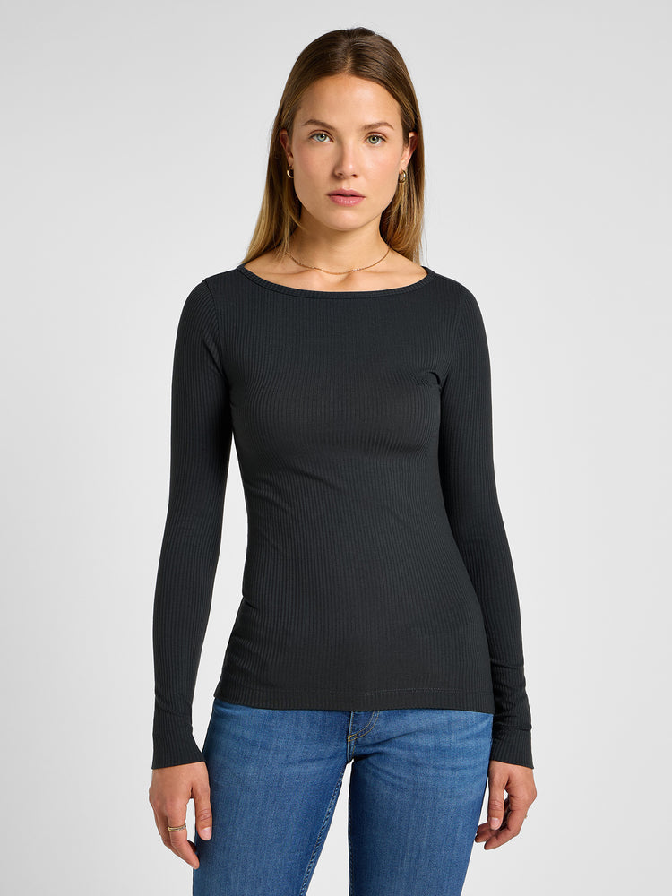 Γυναικεία μπλούζα ριπ Ls Boat Neck Tee Charcoal 112341577 | 112341577
