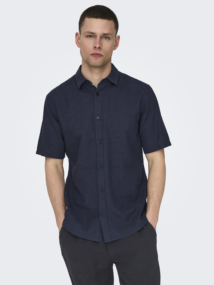 Ανδρικό πουκάμισο λινό ONSCAIDEN LIFE SS SOLID LINEN SHIRT NOOS 22009885 | 22009885