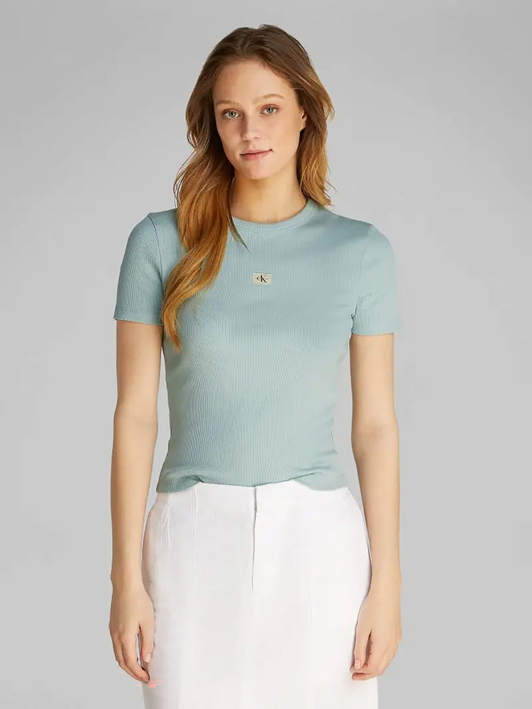 Γυναικείο t-shirt WOVEN LABEL RIB FITTED TEE J20J225245CDV | J20J225245CDV