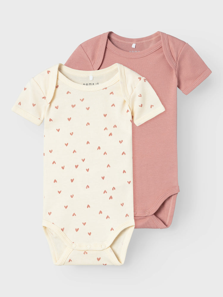 Βρεφικά κορμάκια σετ 2 τεμ NBFBODY 2P SS BUTTERCREAM HEARTS NOOS 13227028 | 13227028