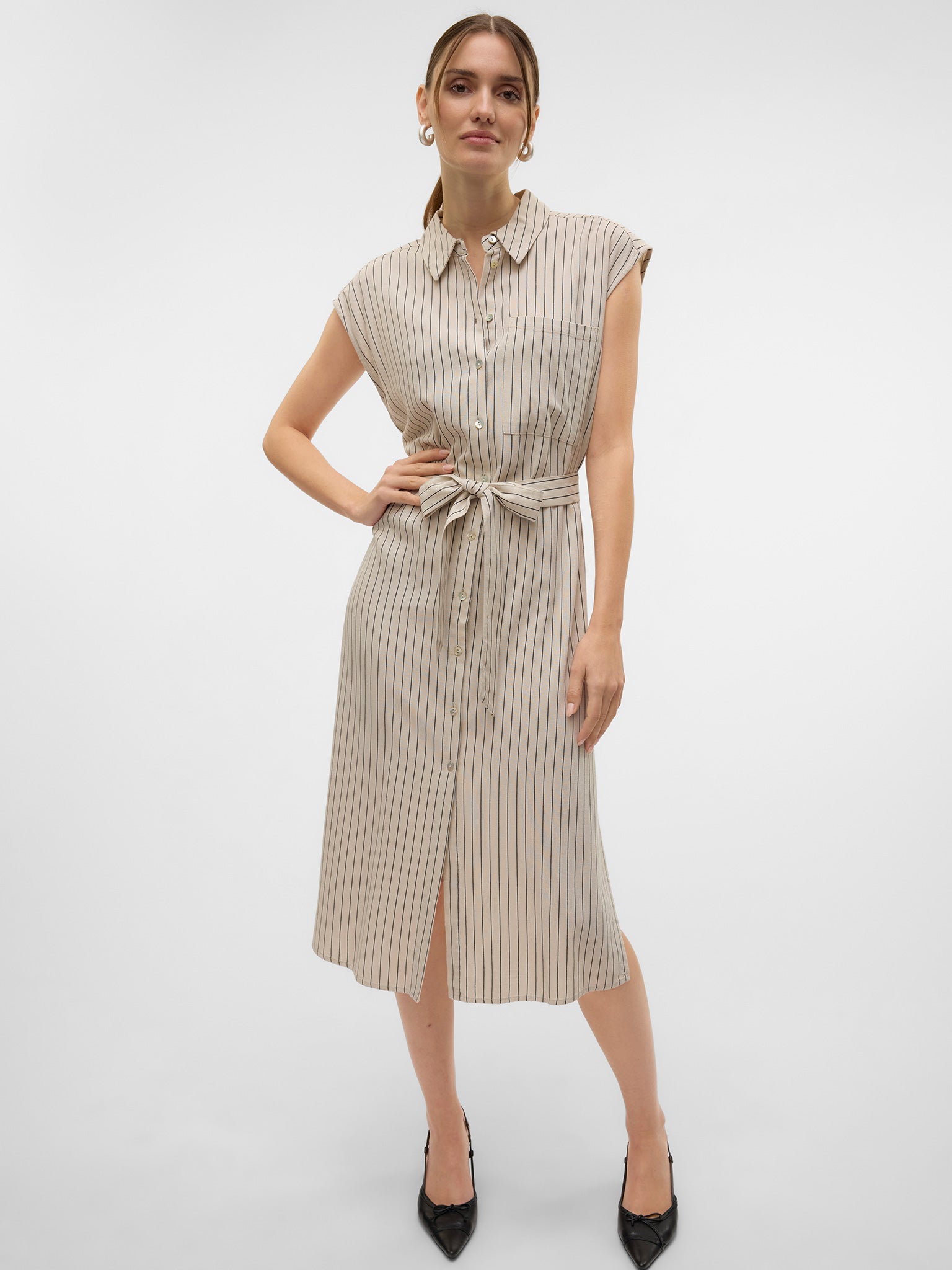 Γυναικείο φόρεμα ριγέ VMMYMILO SL CALF SHIRT DRESS WVN 10282532 | 10282532