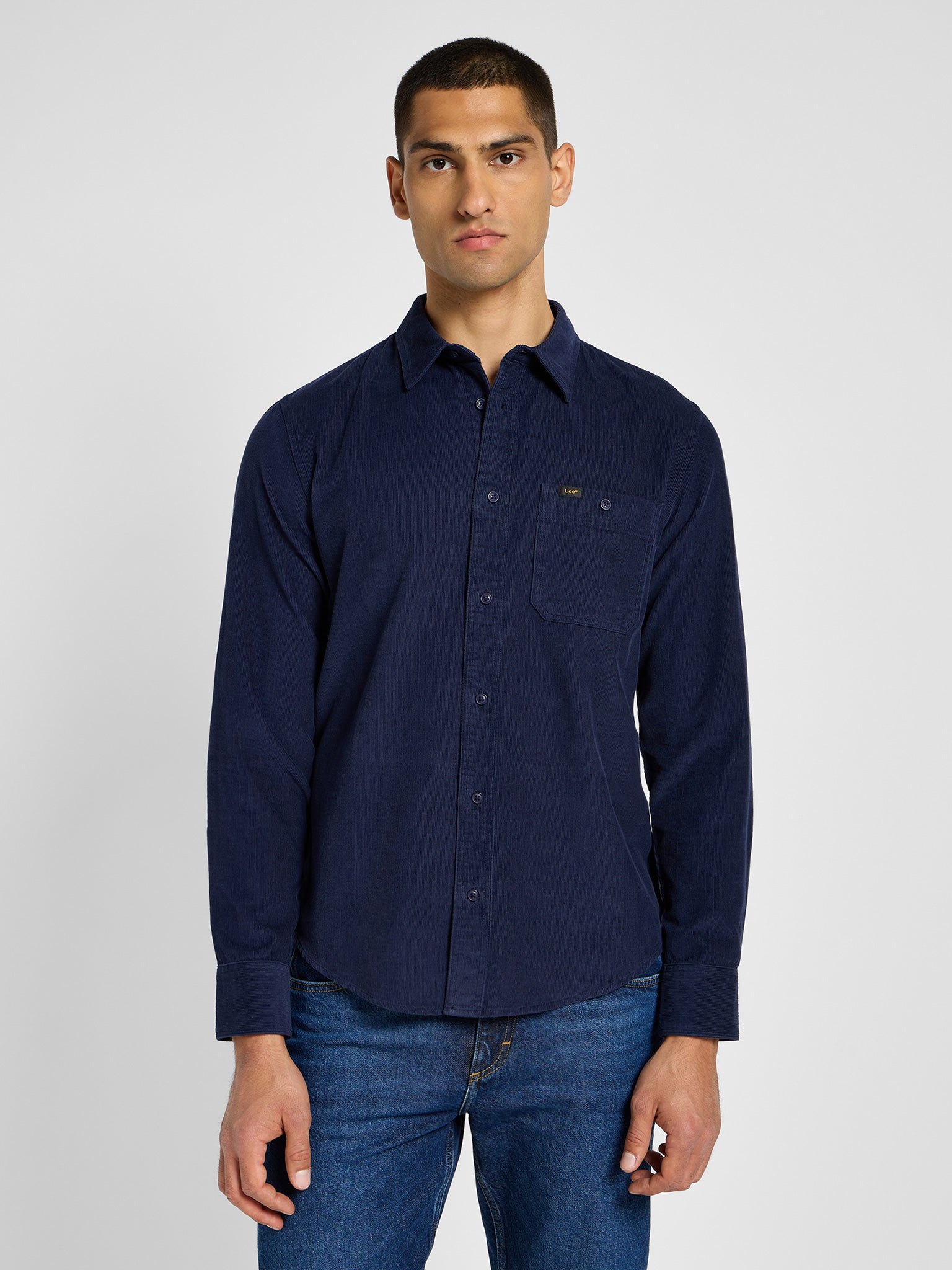 Ανδρικό πουκάμισο κοτλέ leesure shirt real indigo 112355732 | 112355732