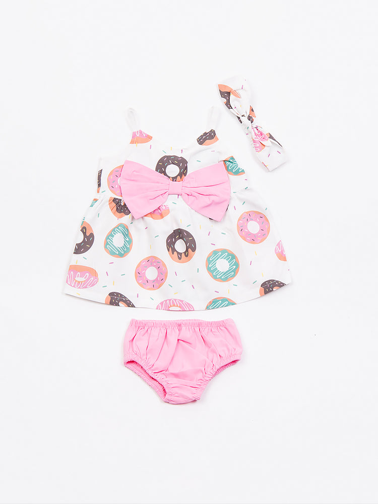 Βρεφικό φόρεμα με κορδέλα και βρακάκι 47024 | 47024