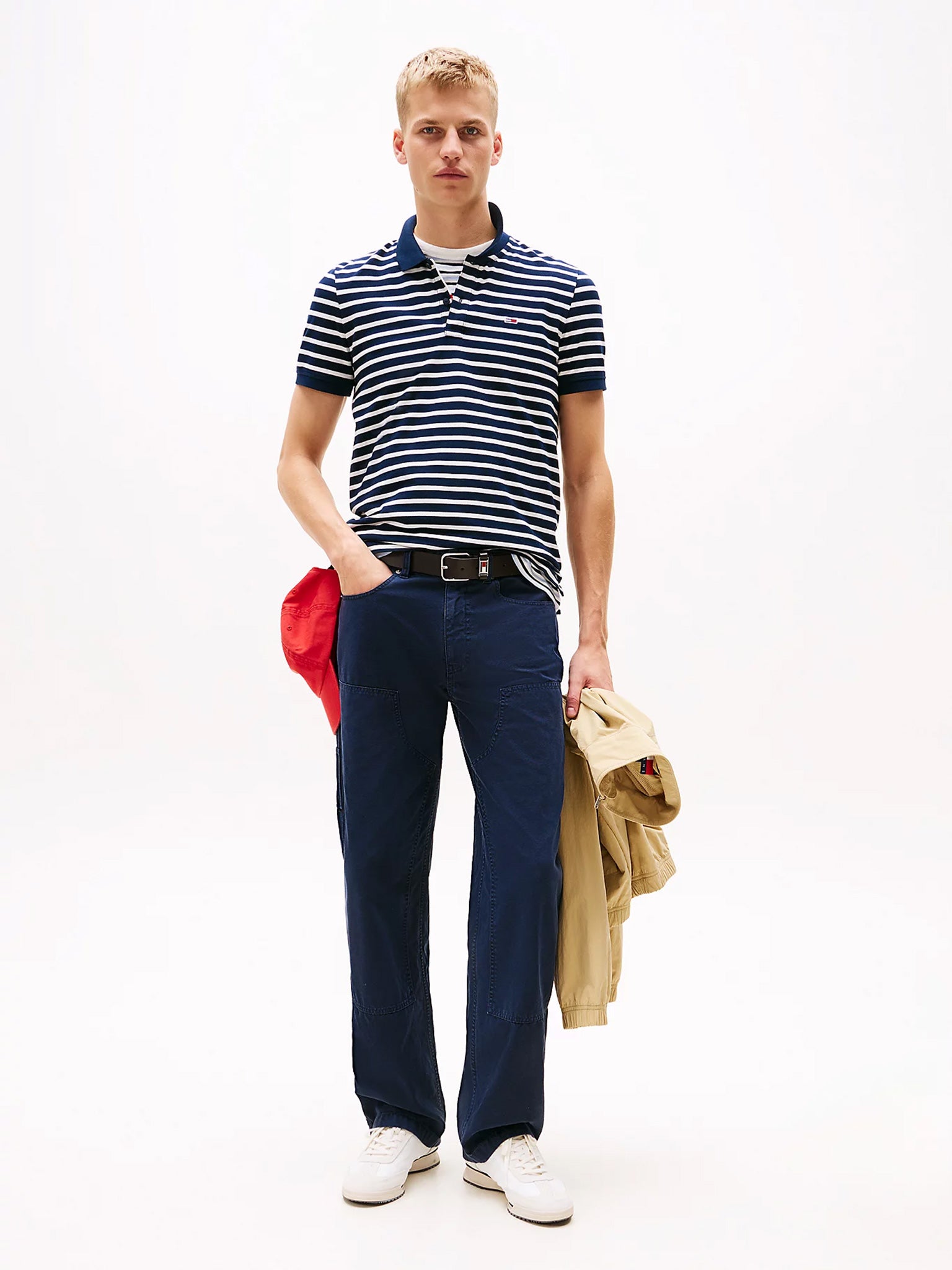 Ανδρικό polo ριγέ TJM SLIM PLACKET POLO DM0DM206760A6 | DM0DM206760A6