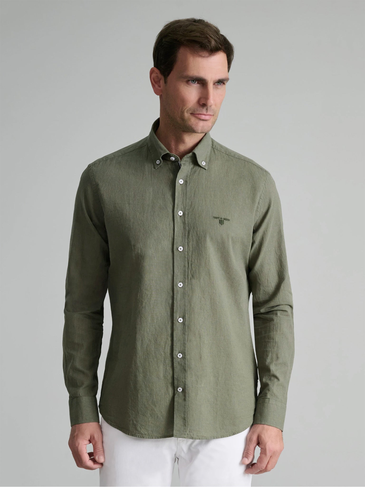 Ανδρικό πουκάμισο λινό vineyard green 24NG.CR105/1B | 24NG.CR105/1B