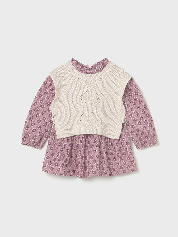 Βρεφικό φόρεμα με πλεκτό γιλέκο | 15-02913-037