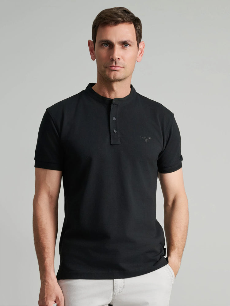 Ανδρικό polo mao γιακάς black 24GE.959/PB/YL.3 | 24GE.959/PB/YL.3