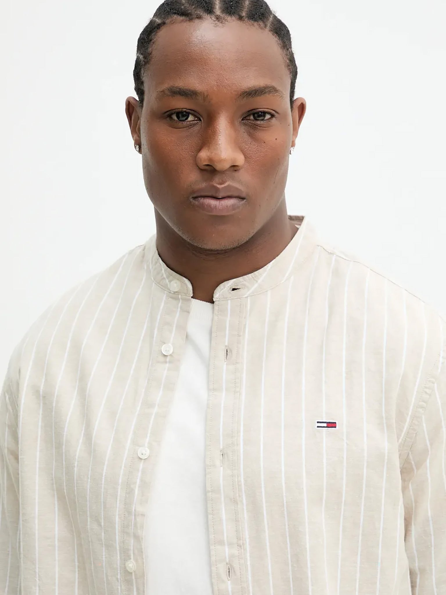 Ανδρικό πουκάμισο mao γιακά TJM LINEN MIX BND STP SHRT DM0DM208930AA | DM0DM208930AA