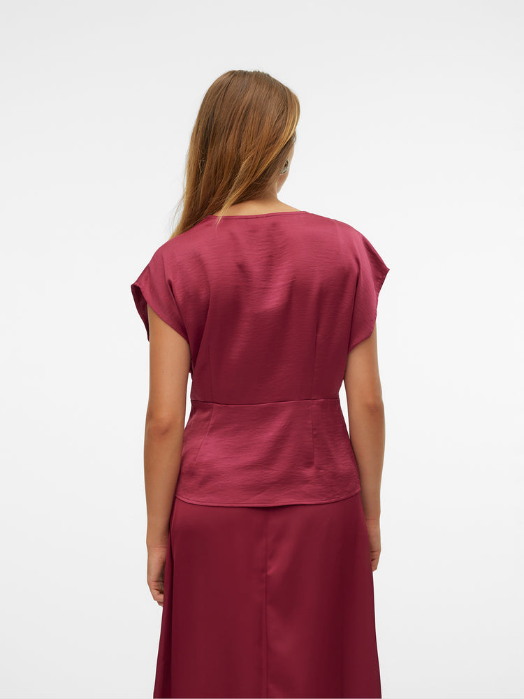 Γυναικεία μπλούζα σατέν VMOLIVE S/S KNOT TOP WVN BTQ GA 10315402 | 10315402