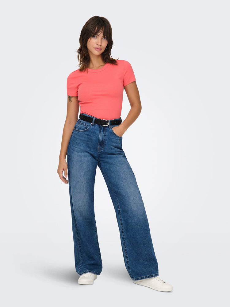 Γυναικείο t-shirt ριπ ONLEASY S/S O-NECK TOP BOX JRS 15330639 | 15330639