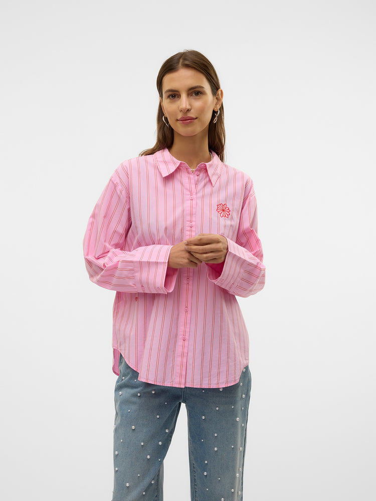 Γυναικείο πουκάμισο με ρίγα VMCHARLOTTE LS STRIPE EMB SHIRT WVN 10327538 | 10327538