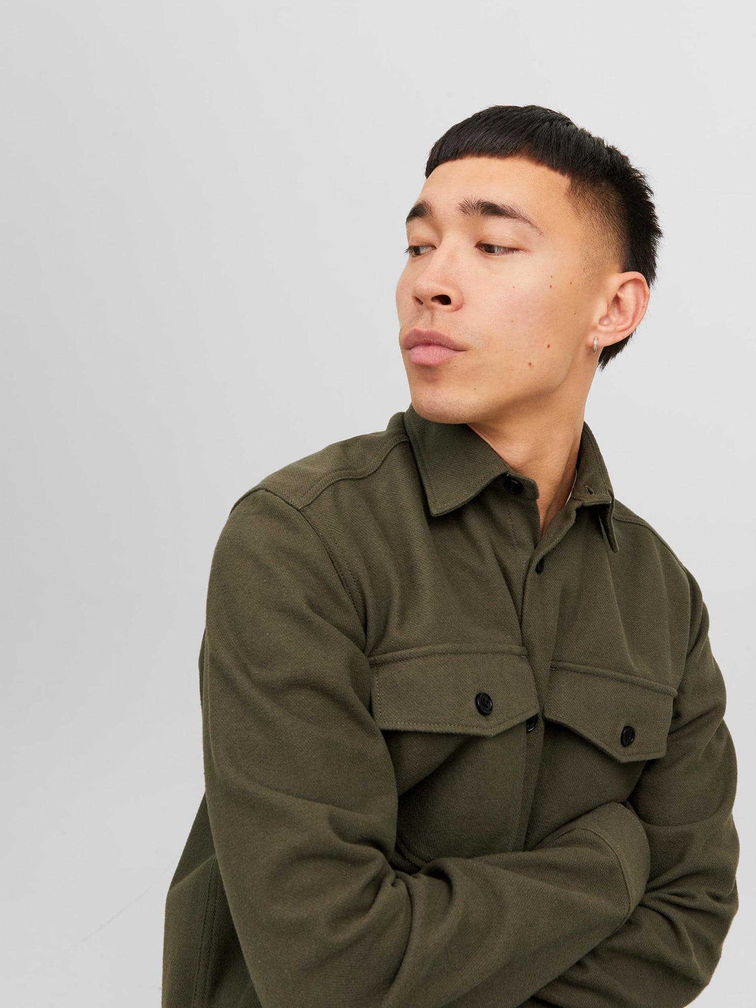 Ανδρικό πουκάμισο JPRROY SOLID OVERSHIRT L/S 12243296 | 12243296