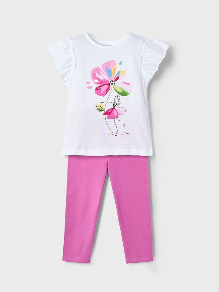 Παιδικό σετ με κολάν με μπλούζα λουλούδι 25-03705-060 | 25-03705-060