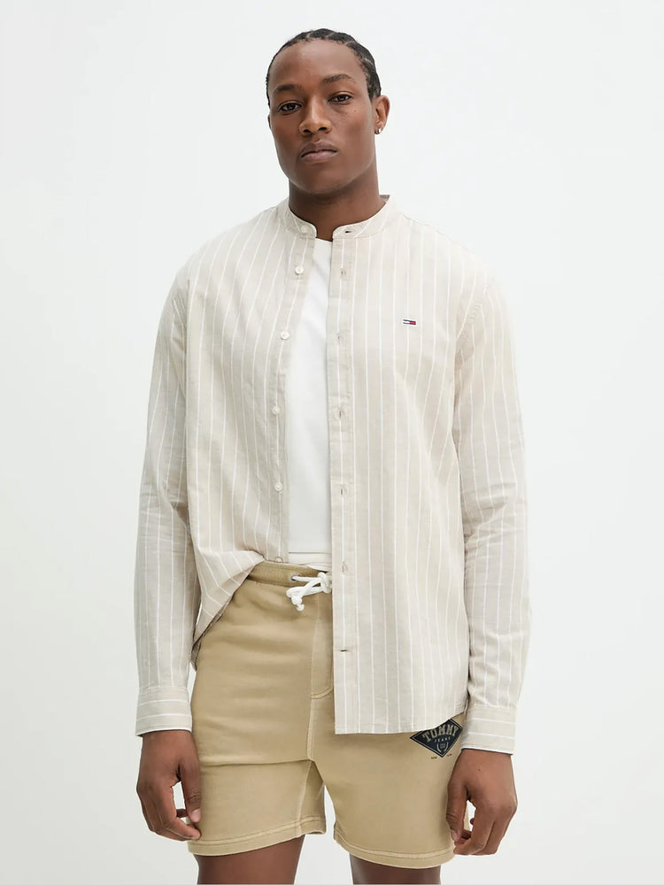 Ανδρικό πουκάμισο mao γιακά TJM LINEN MIX BND STP SHRT DM0DM208930AA | DM0DM208930AA