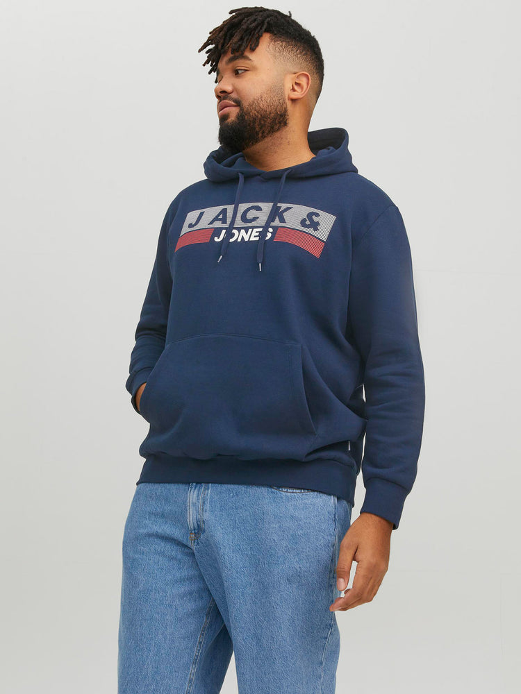 Ανδρική μπλούζα φούτερ plus size JJECORP LOGO SWEAT HOOD NOOS 12163777 | 12163777