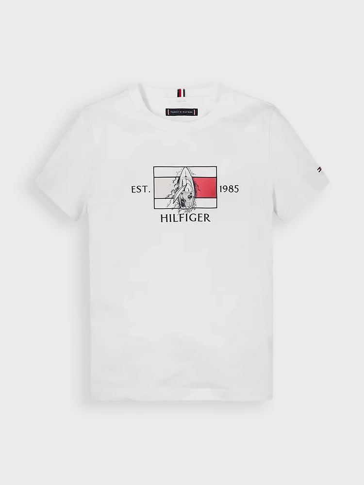 Παιδική μπλούζα μακό HILFGER FLAG YACHT APPLIQUE TEE KB0KB09530YBR | KB0KB09530YBR