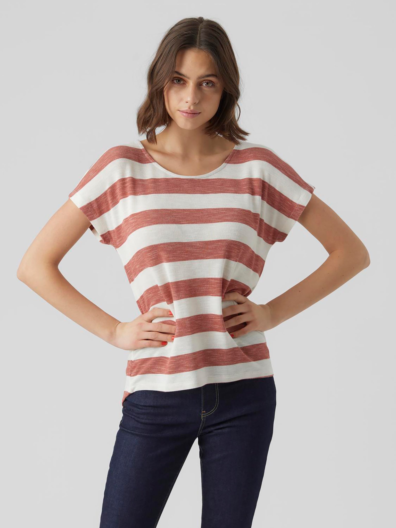 Γυναικεία μπλούζα ριγέ VMWIDE STRIPE S/L TOP GA NOOS 10284474 | 10284474