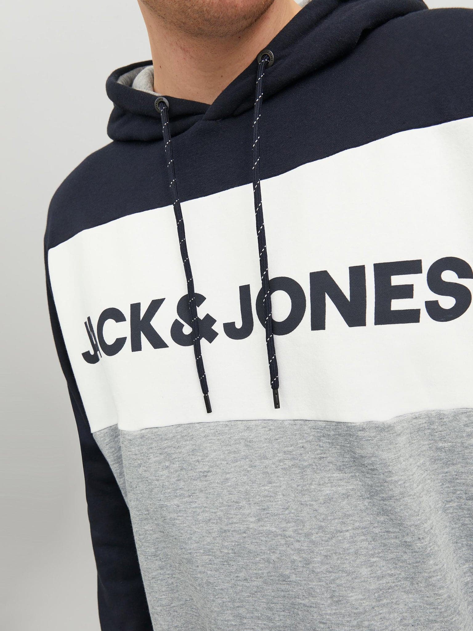 Ανδρική μπλούζα φούτερ Plus size JJELOGO BLOCKING SWEAT HOOD NOOS 12173965 | 12173965