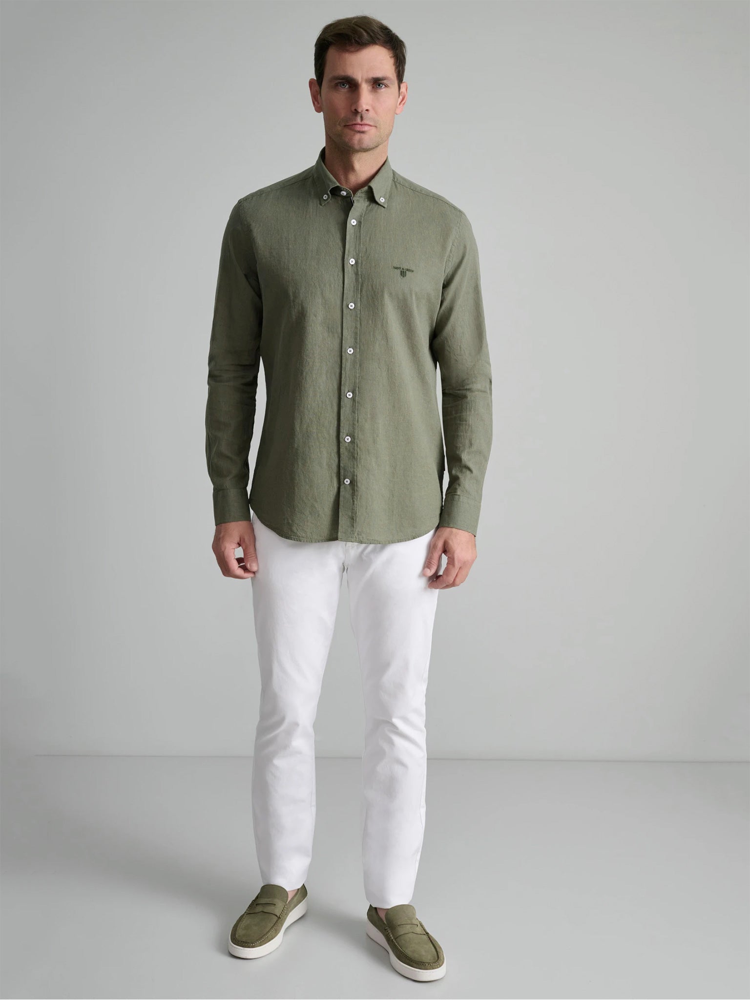 Ανδρικό πουκάμισο λινό vineyard green 24NG.CR105/1B | 24NG.CR105/1B